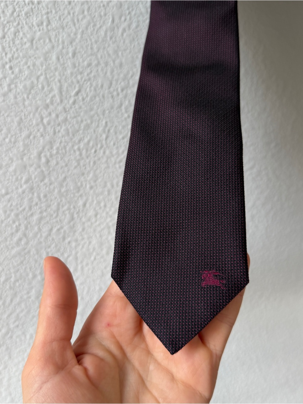 NWT Burberry Men's Dark Burgundy Silk Tie